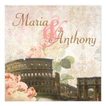 Faire-part de mariage antique de cru de rose de ro