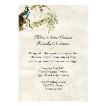 Faire-part de mariage antique de paon de regard