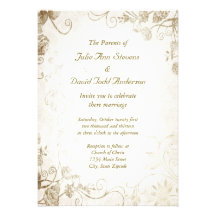 Faire-part de mariage antique élégant de cru d'or