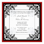 Faire-part de mariage baroque noir, blanc, et roug
