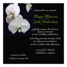 Faire-part de mariage blanc 5.25x5.25 d'orchidée