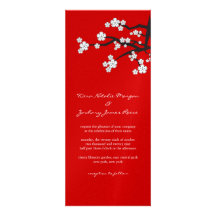 Faire-part de mariage blanc de fleurs de cerisier 