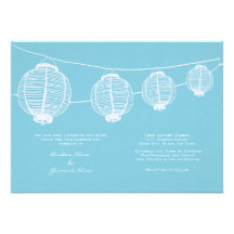 Faire-part de mariage blanc et bleu de lanternes