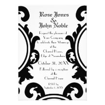 Faire-part de mariage (blanc) noir baroque