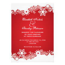 Faire-part de mariage blanc rouge d'hiver de floco
