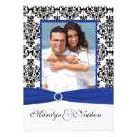 Faire-part de mariage bleu, blanc, noir de photo d