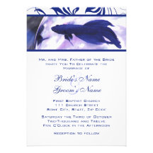 Faire-part de mariage bleu de poissons de Betta