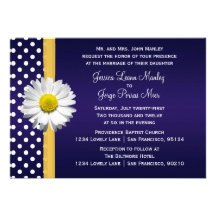 Faire-part de mariage bleu et jaune de marguerite