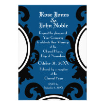 Faire-part de mariage (bleu) noir baroque