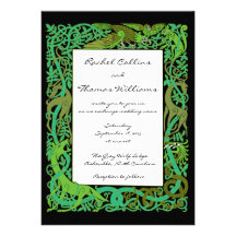 Faire-part de mariage celtique d'animaux de verts 