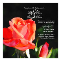 Faire-part de mariage classique de rose rouge