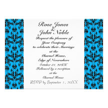 Faire-part de mariage (cyan) de blanc d'indigo