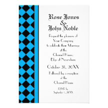 Faire-part de mariage (cyan) de damier