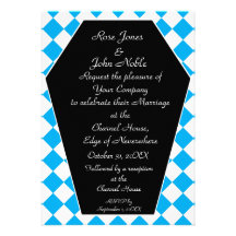 Faire-part de mariage (cyan) d'ivoire de Damier