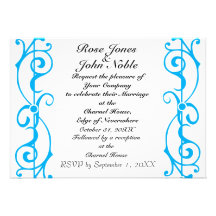 Faire-part de mariage (cyan) d'ivoire de fibrille