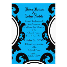 Faire-part de mariage (cyan) noir baroque