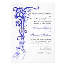 Faire-part de mariage de bleu royal d'iris et de l
