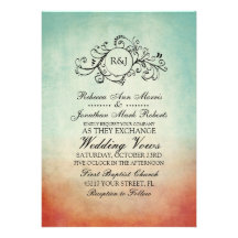 Faire-part de mariage de Bohème rouge et bleu rust