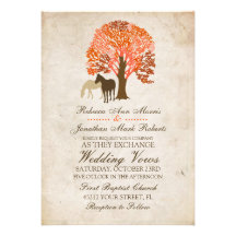Faire-part de mariage de chevaux d'automne d'orang