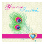 Faire-part de mariage de coeur de bijou de plume d
