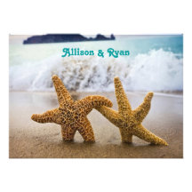 Faire-part de mariage de couples d'étoiles de mer