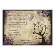 Faire-part de mariage de cru de papillon et d'arbr