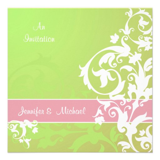 Faire-part de mariage de dentelle de vert et de fr