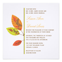 Faire-part de mariage de feuille d'automne