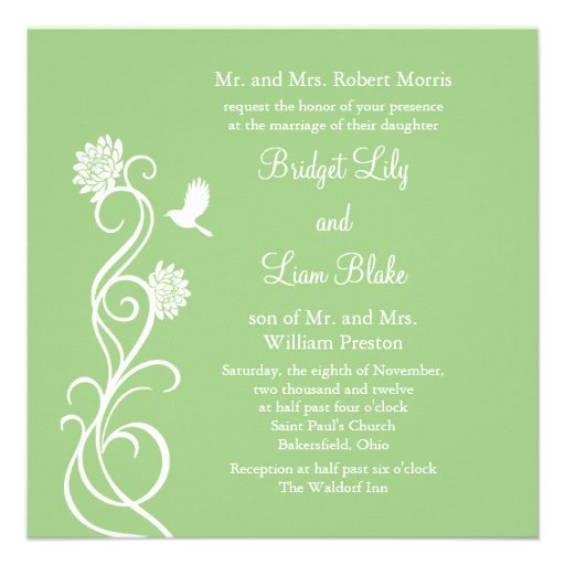 Faire-part de mariage de fleurs de Lotus (vert)