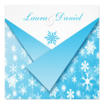 Faire-part de mariage de flocons de neige de bleu 