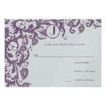 Faire-part de mariage de monogramme de damassé de 