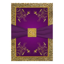 Faire-part de mariage de monogramme de pourpre roy