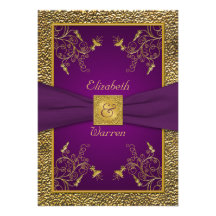 Faire-part de mariage de monogramme de pourpre roy