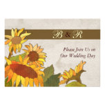 Faire-part de mariage de monogramme de tournesols
