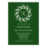 Faire-part de mariage de monogramme (vert)