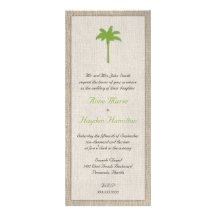 Faire-part de mariage de palmier et de toile de ju
