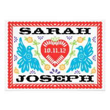 Faire-part de mariage de Papel Picado d'inséparabl