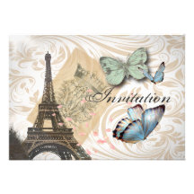 Faire-part de mariage de papillon de tour de Paris