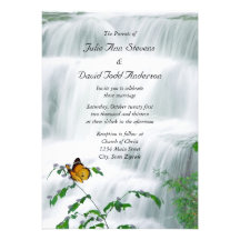 Faire-part de mariage de papillon et de cascade
