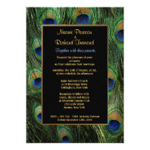 Faire-part de mariage de plume de paon