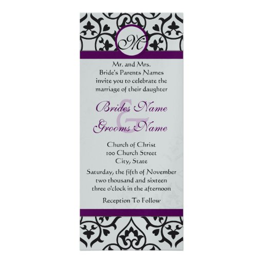 Faire-part de mariage de remous de damassé de noir