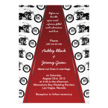 Faire-part de mariage de tapis rouge de motard ou 