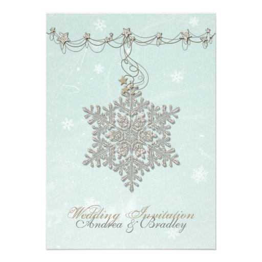 Faire-part de mariage d'hiver de flocon de neige e