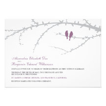 Faire-part de mariage d'inséparables (lavande)