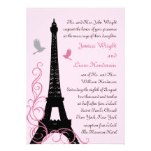 Faire-part de mariage d'inséparables (rose)