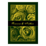 Faire-part de mariage D'OR de bouquet de rose VERT