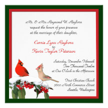 Faire-part de mariage élégant de cardinaux d'hiver