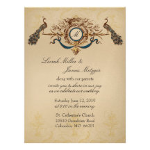 Faire-part de mariage élégant de paon