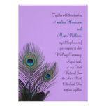 Faire-part de mariage élégant de paon (pourpre)
