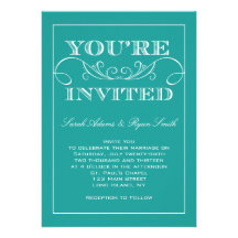 Faire-part de mariage élégant de turquoise